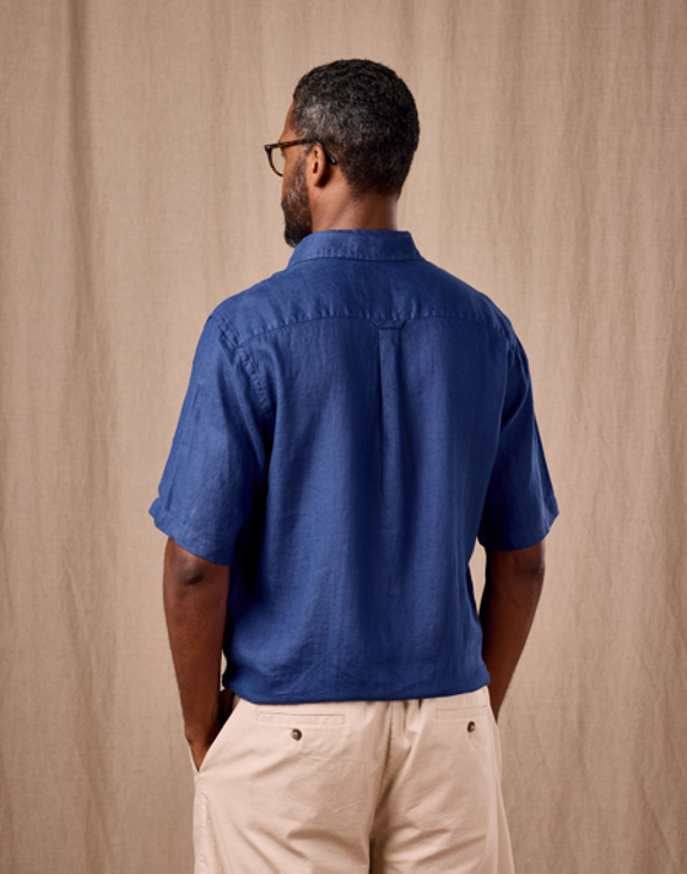 Linen Shirt Short Sleeve - Atlantic