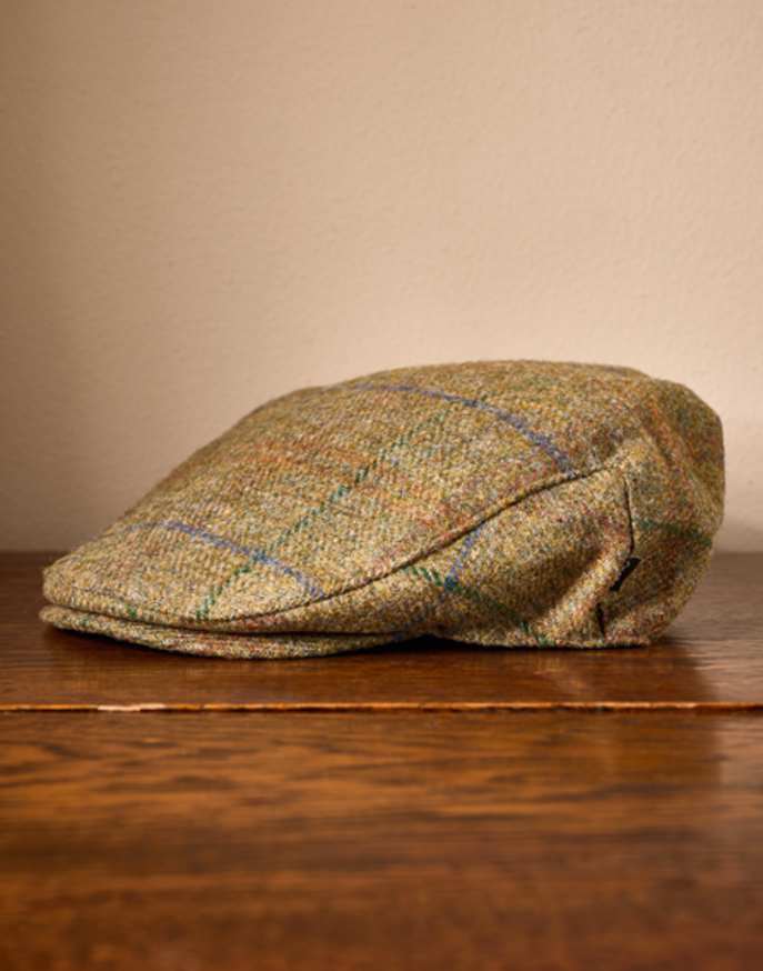 Tweed Flat Cap - Green/Blue Check (Waterproof)
