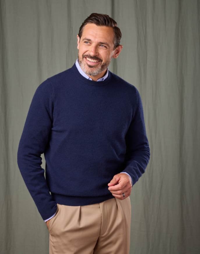 Cashmere Crew Neck Jumper - Navy