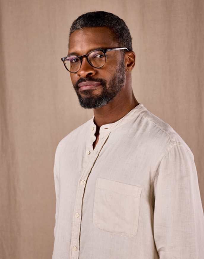 Linen Grandad Collar Shirt - Stone