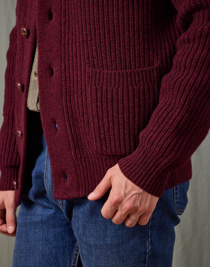 Whitby Shawl Collar Cardigan - Burgundy