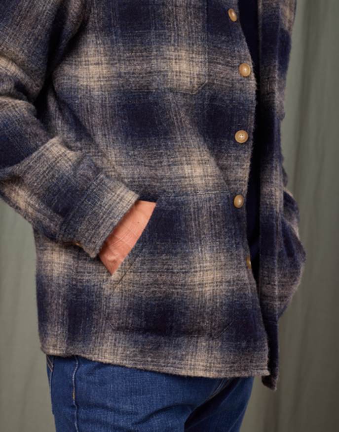 Wool Overshirt - Navy/Grey Check