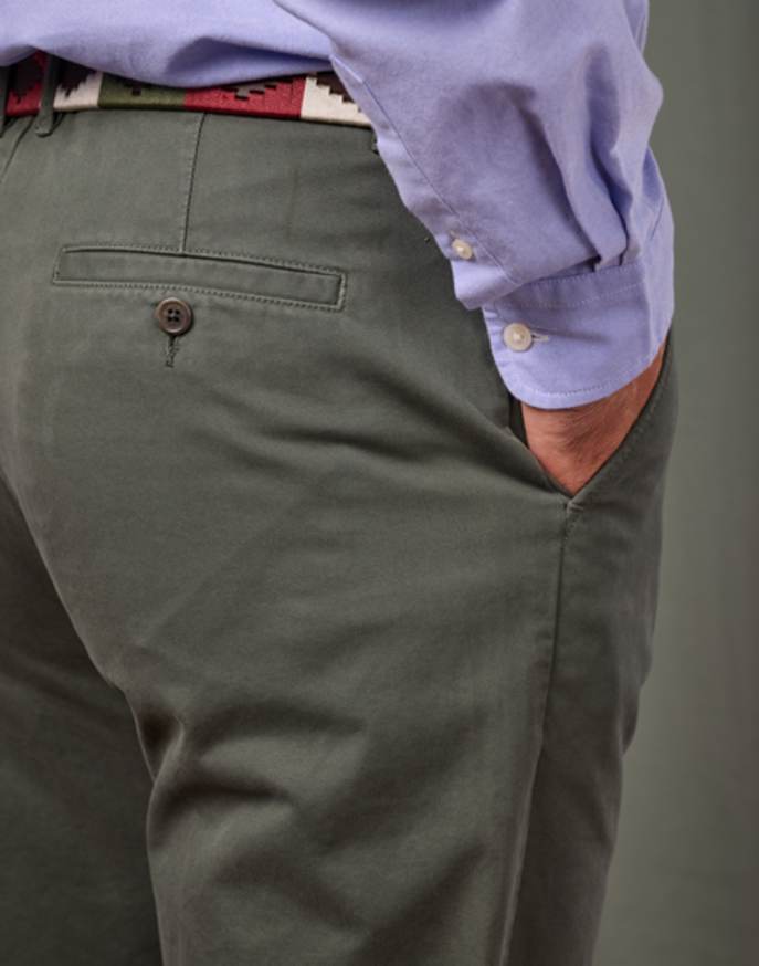 Flat Front Chino Trousers - Forest