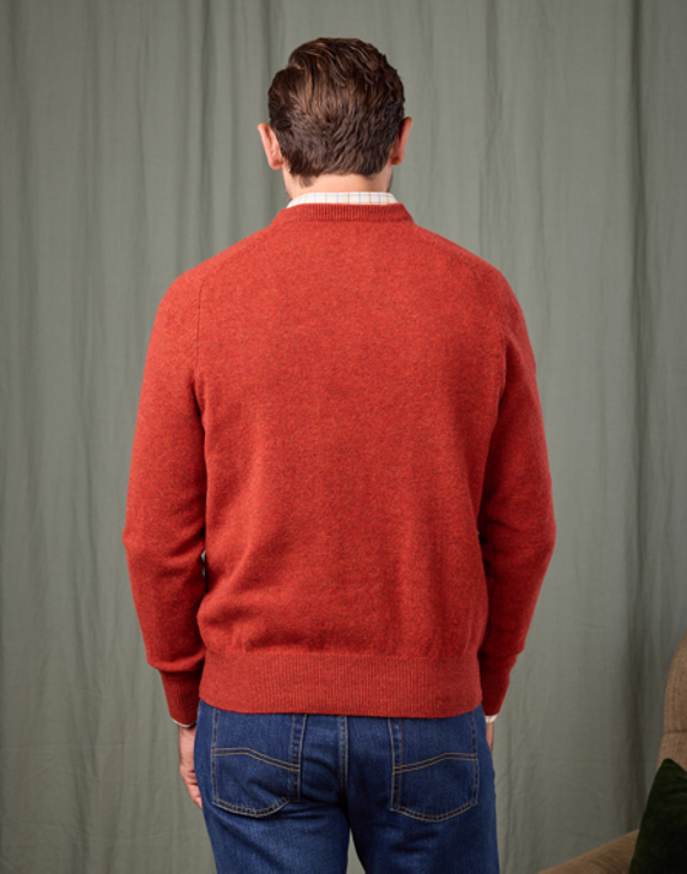 Lambswool V Neck Jumper - Orange
