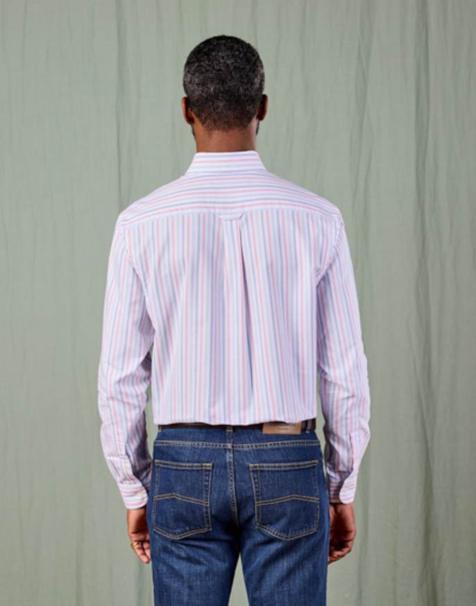 Button Down Oxford Shirt - Pink/Blue Stripe