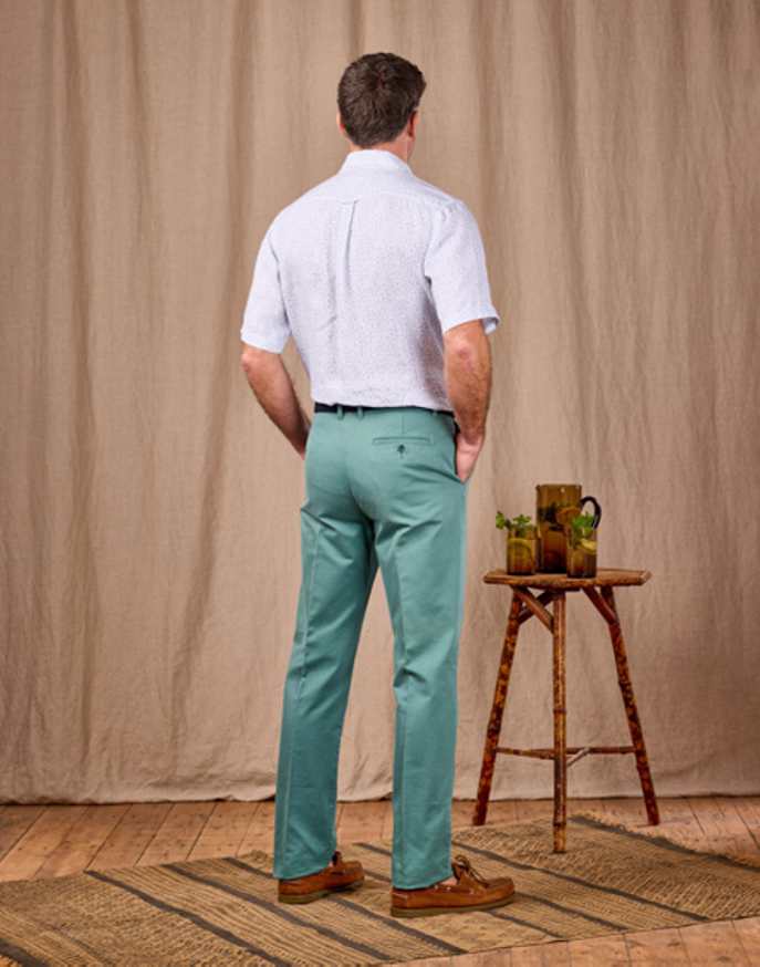 Flat Front Chinos - Sea Green