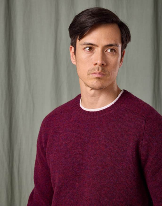 Shetland Crew Neck Jumper - Damson