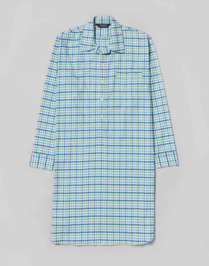 Nightshirt - Blue/Green Check (Brushed)