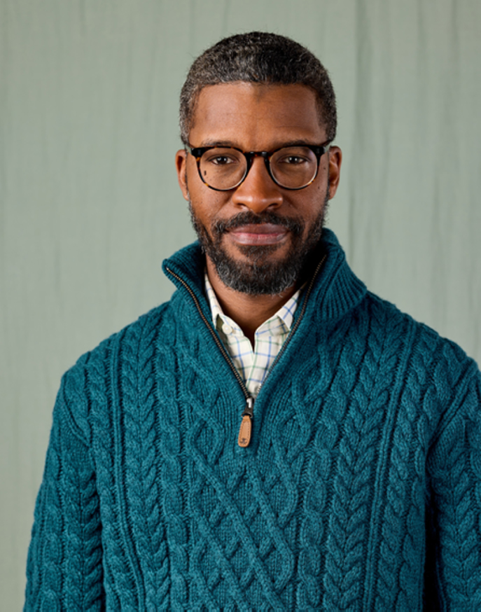 Aran Half Zip Jumper - Teal