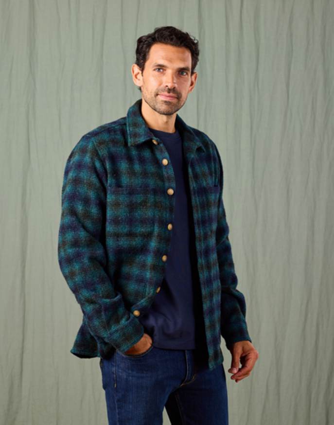 Wool Overshirt - Teal/Navy