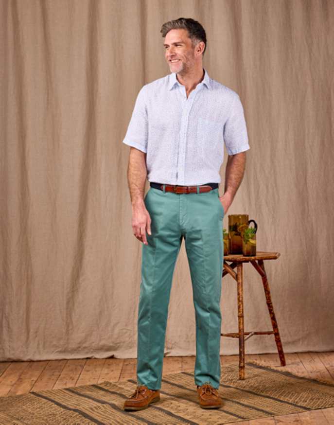 Flat Front Chinos - Sea Green