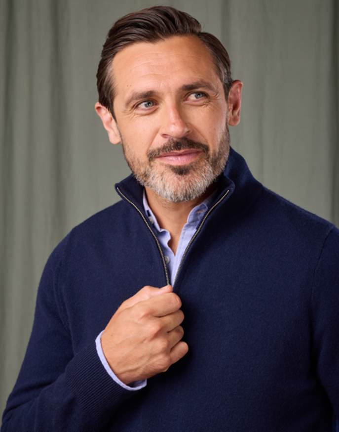 Cashmere Half Zip Jumper - Navy