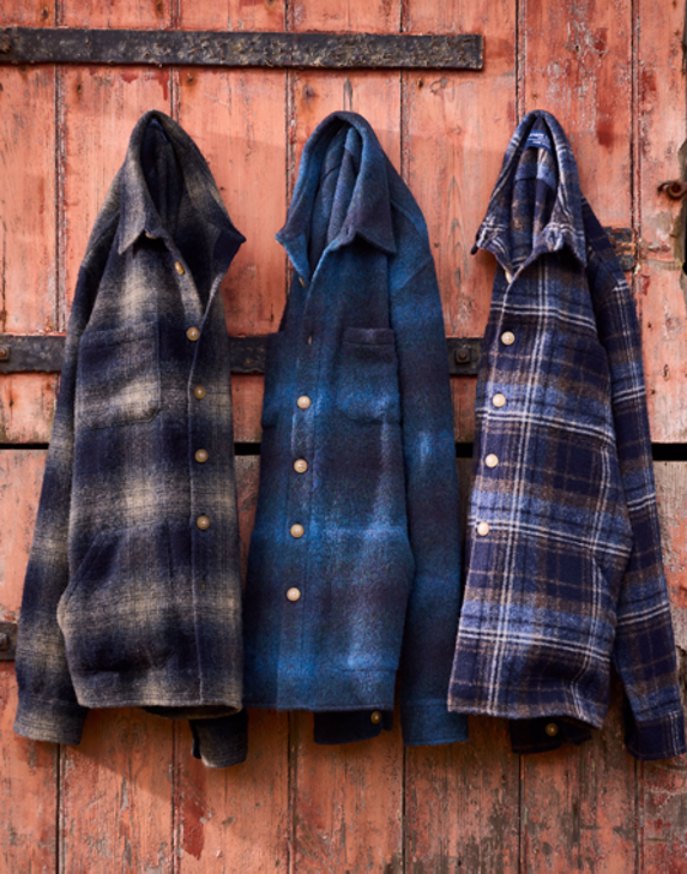 Wool Overshirt - Navy/Blue Check