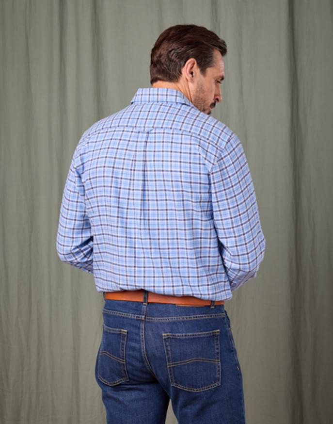 Brushed Cotton Check Shirt - Blue/Navy