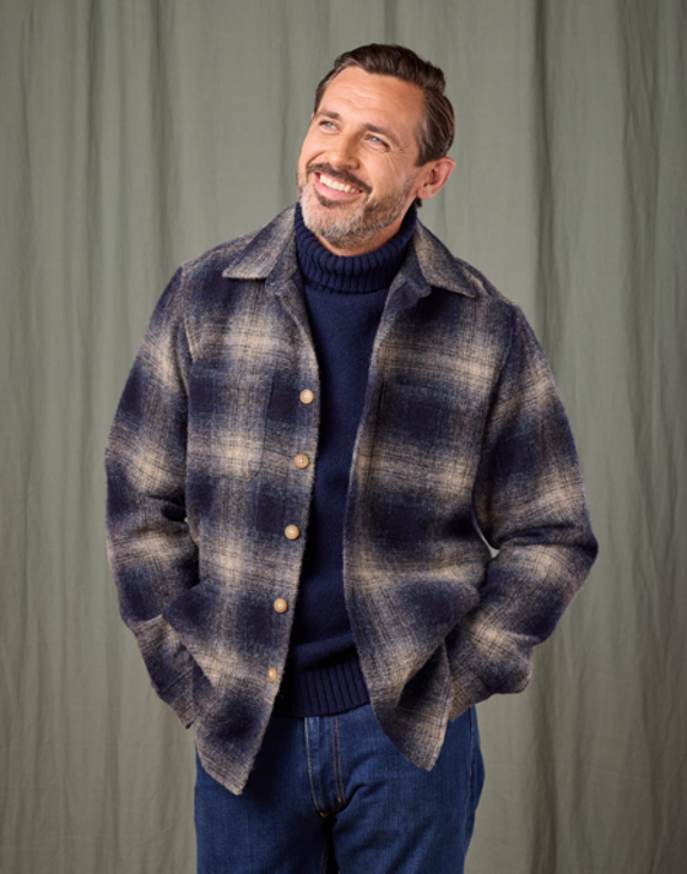 Wool Overshirt - Navy/Grey Check