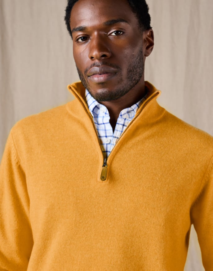 Lambswool Half Zip Jumper - Mustard