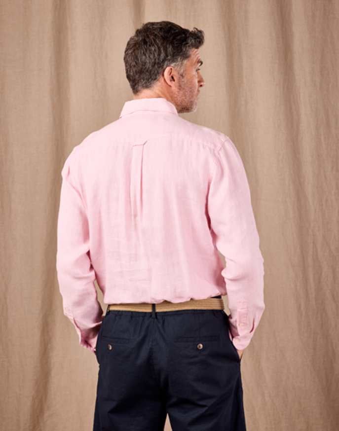 Linen Shirt Long Sleeve - Pink