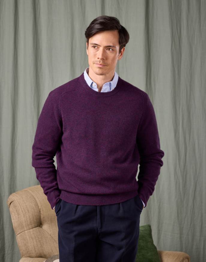 Lambswool Crew Neck Jumper - Blackberry