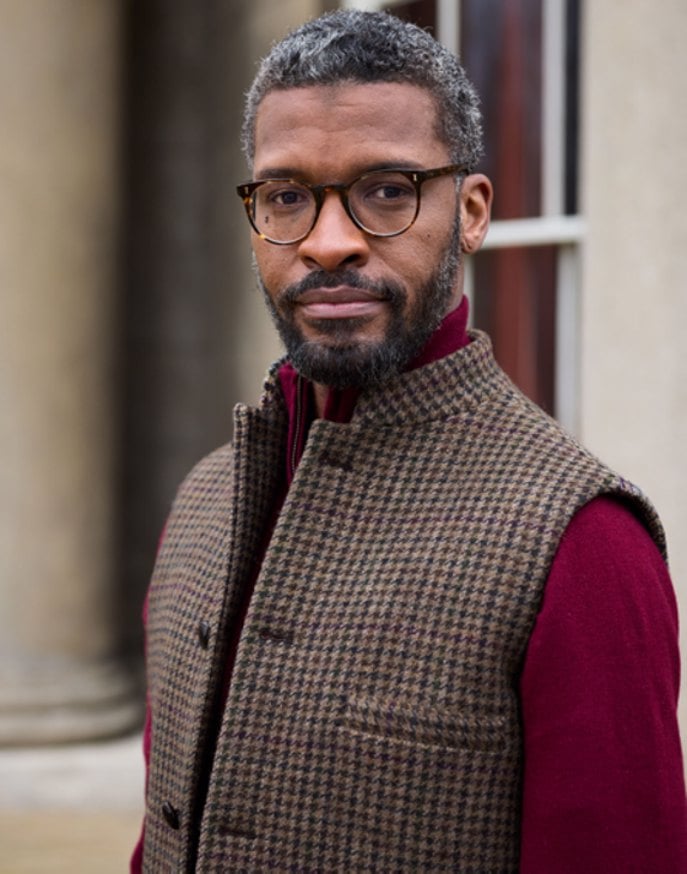 Double Faced Wool Gilet - Dogtooth/Burgundy
