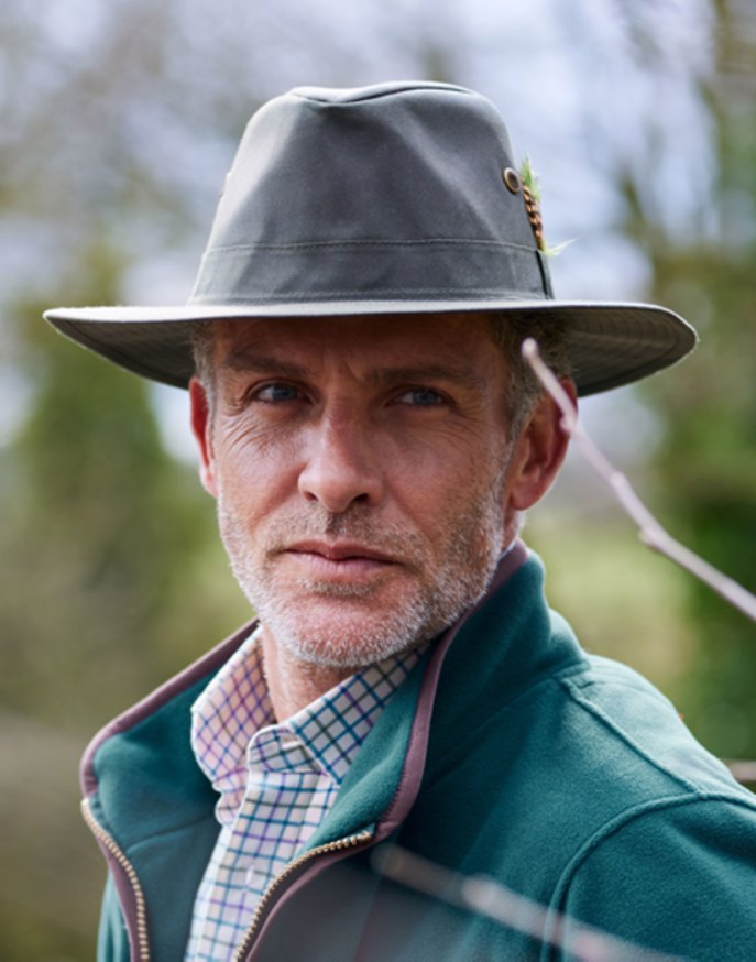 Waxed Trilby Hat - Olive | Joseph Turner