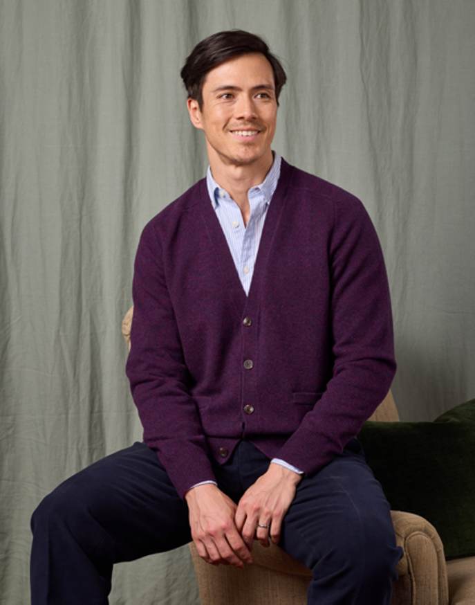 Lambswool Cardigan - Blackberry