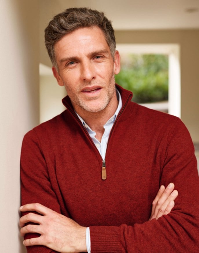 Lambswool Half Zip Jumper - Orange