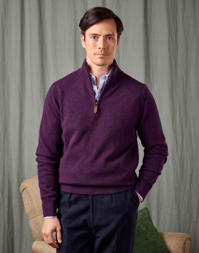 Lambswool Half Zip Jumper - Blackberry