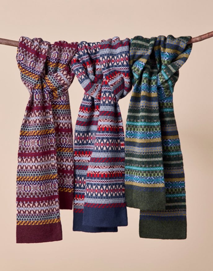 Fair Isle Scarf Burgundy/Gold