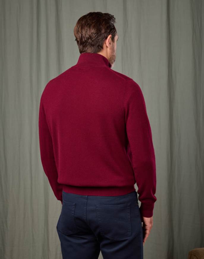 Cashmere Half Zip - Burgundy