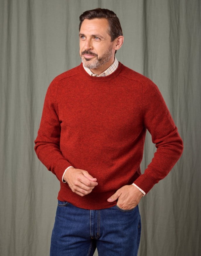 Lambswool Crew Neck Jumper - Orange