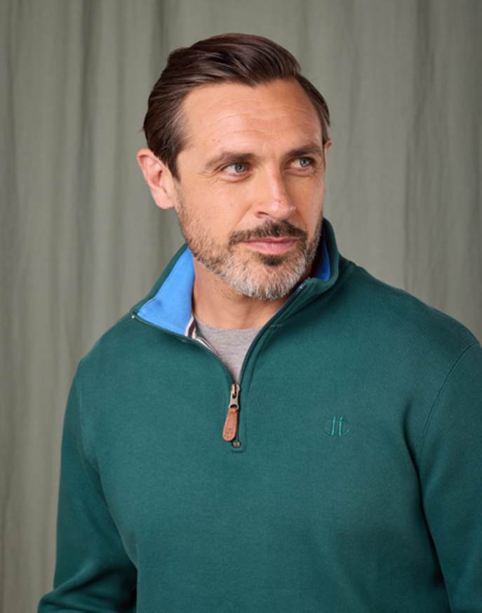 Half Zip Jersey Sweatshirt - Dark Green