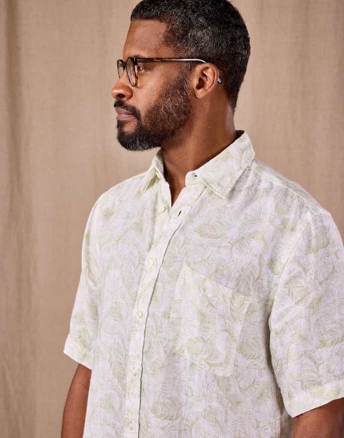 Linen Shirt Short Sleeve - Botanical Print