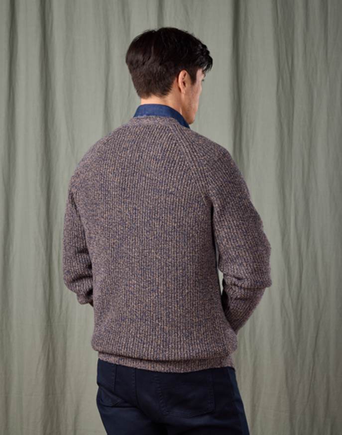 Yak Cardigan - Navy/Ecru