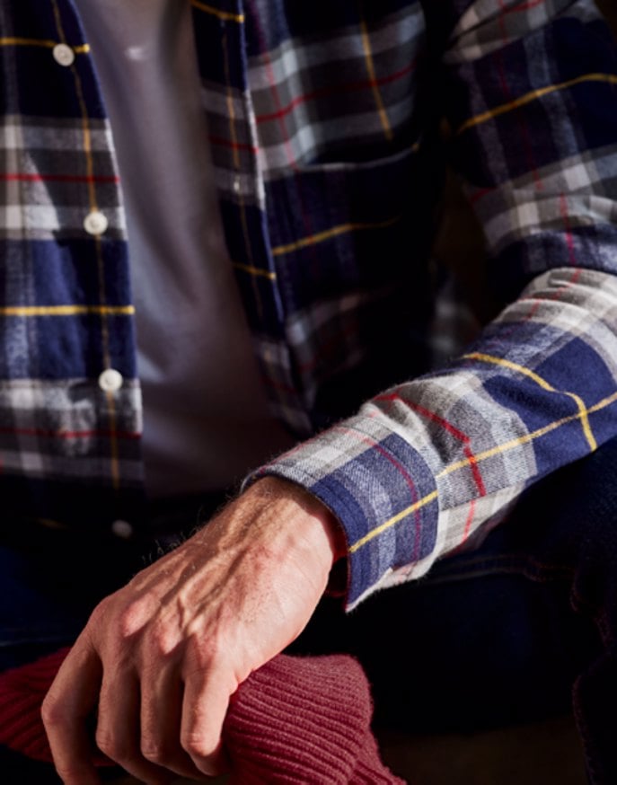 Brushed Cotton Check Shirt - Navy/Red