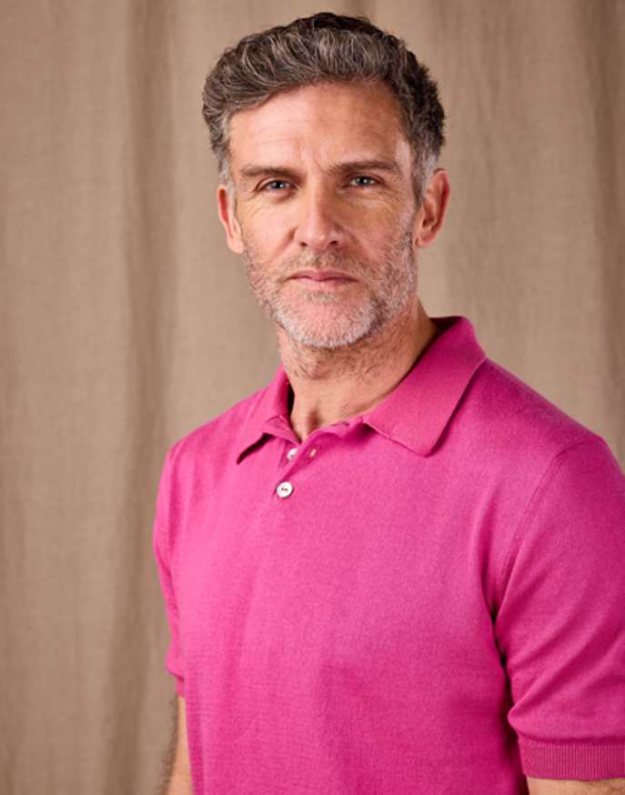 Cotton Knitted Polo - Pink