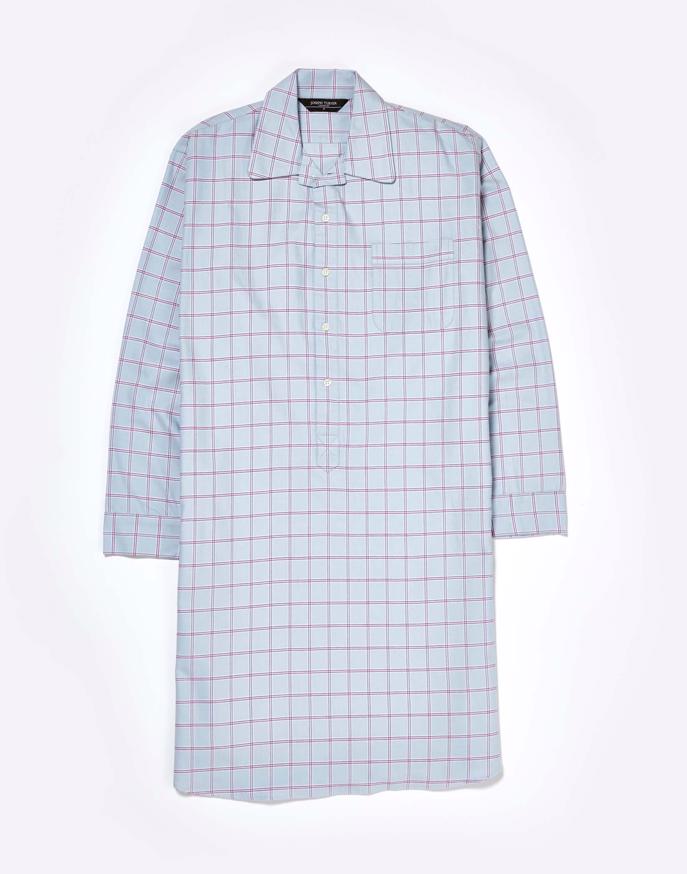 Nightshirt - Blue/Magenta Check (brushed)