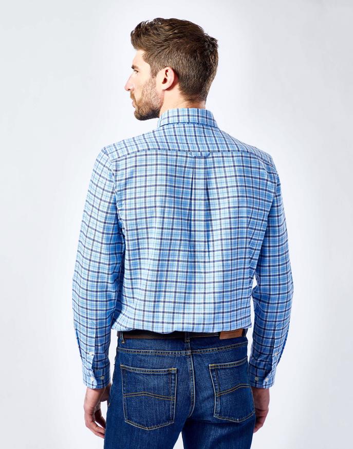 Brushed Cotton Check Shirt - Blue/Navy