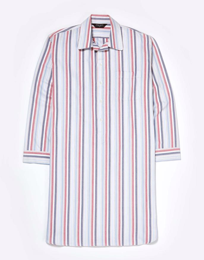 Nightshirt - Blue/Red Stripe (brushed)
