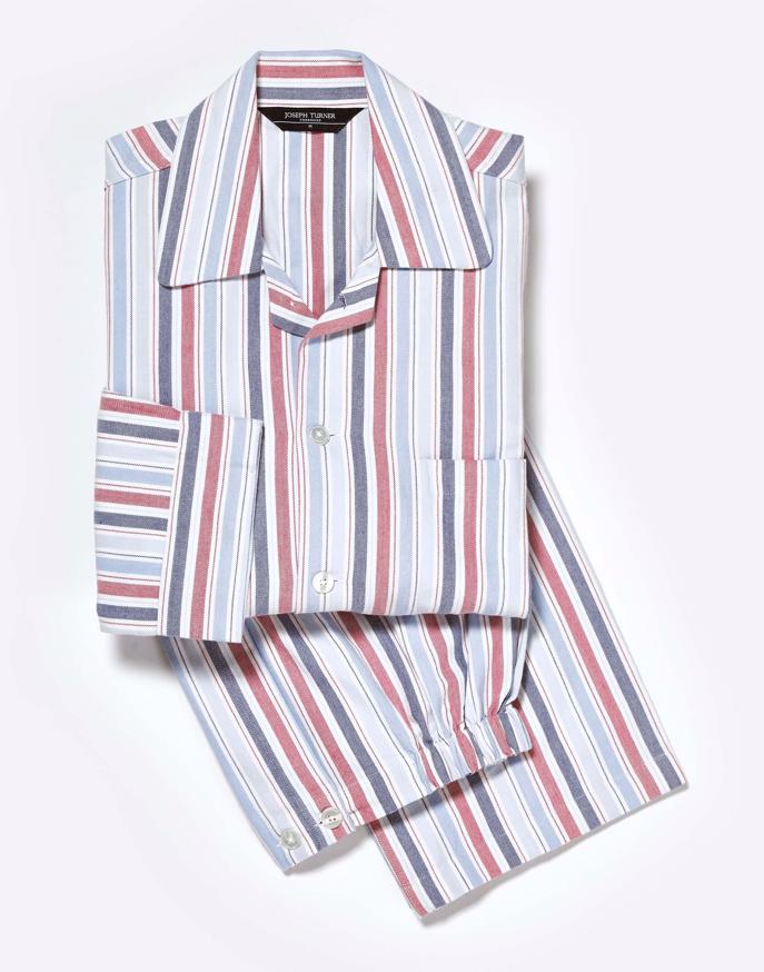Pyjamas - Blue/Red Stripe (brushed)