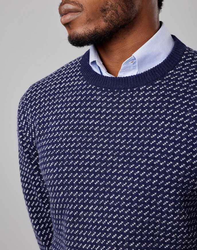 Nordic Crew Neck Jumper - Navy