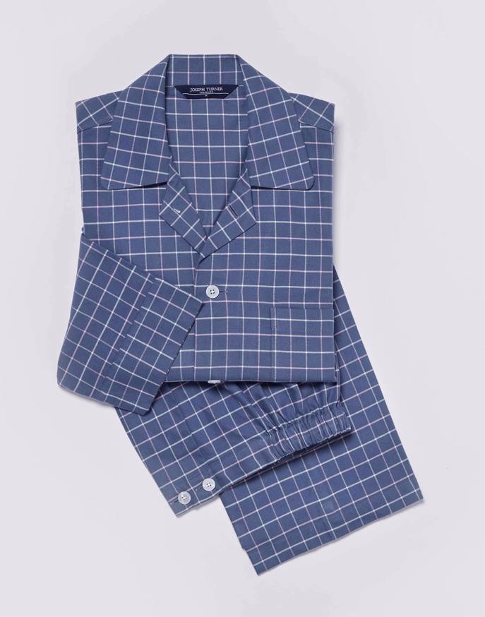 Pyjamas - Navy/Pink Check (brushed)