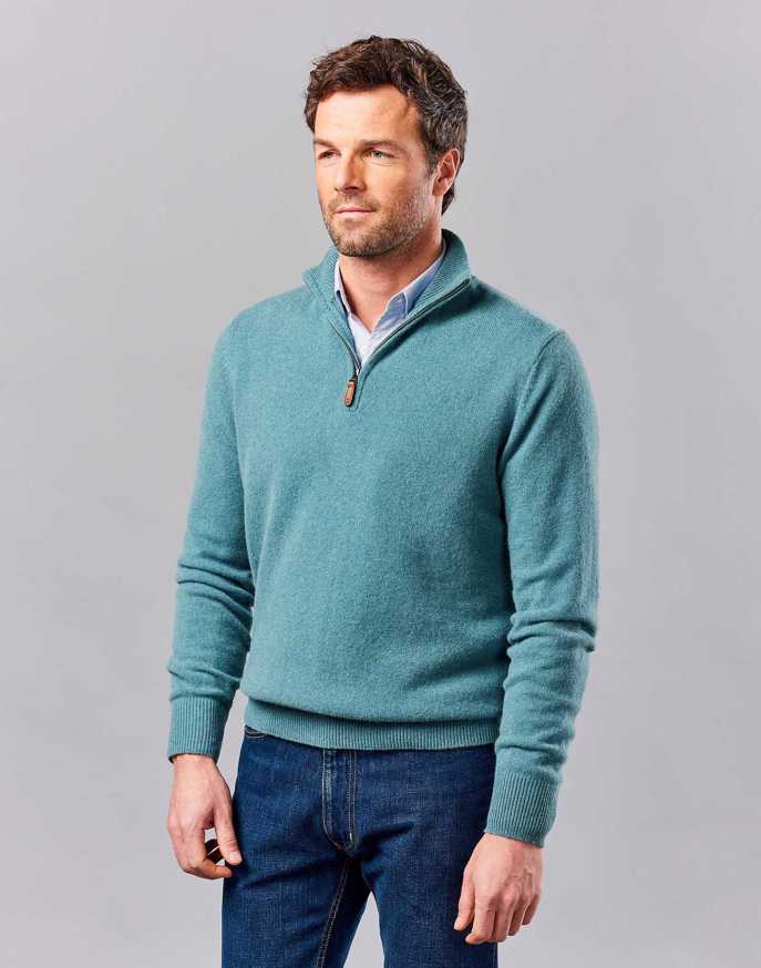 Lambswool Half Zip Jumper - Teal