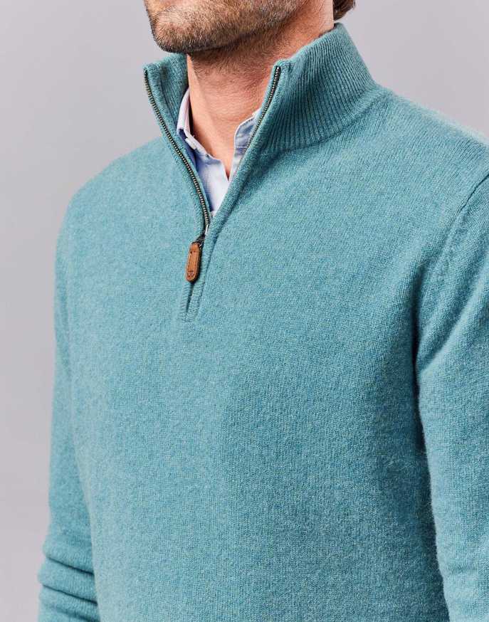 Lambswool Half Zip Jumper - Teal