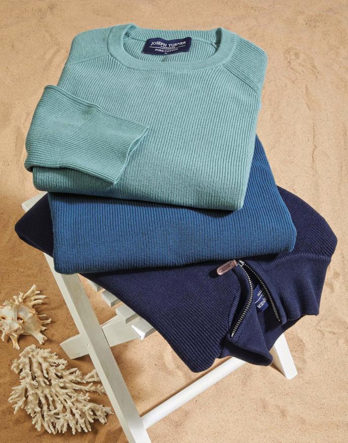 Ribbed Cotton Jumper Crew Neck - Navy