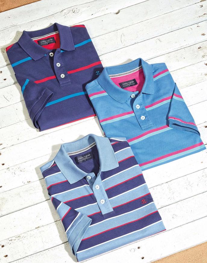 Striped Polo Shirt - Blue/Pink/Aqua