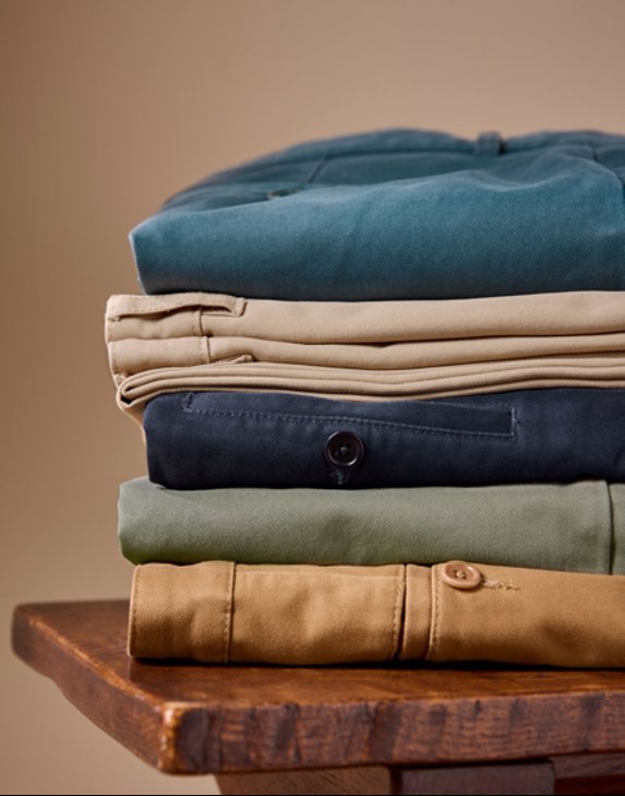 Men's Pleat Front Chinos Classic Cut, 100% Cotton Trousers