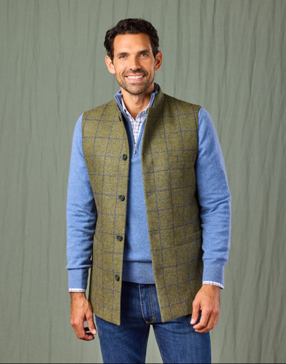 sevenbutterfly 　HEVE Tweed Gilet navy Men's Tweed Gilets | Nehru Waistcoats from Joseph Turner