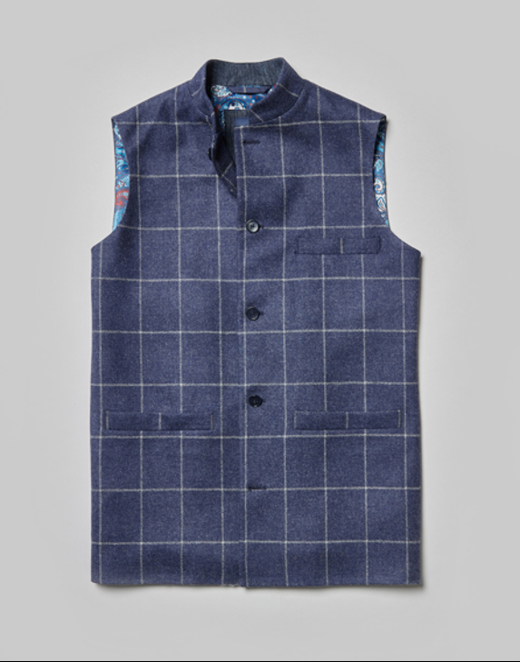 sevenbutterfly 　HEVE Tweed Gilet navy Iers Tweed Gilet | Navy Blauw | The English Hatter