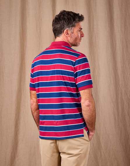 Striped Polo Shirt - Red/Blue