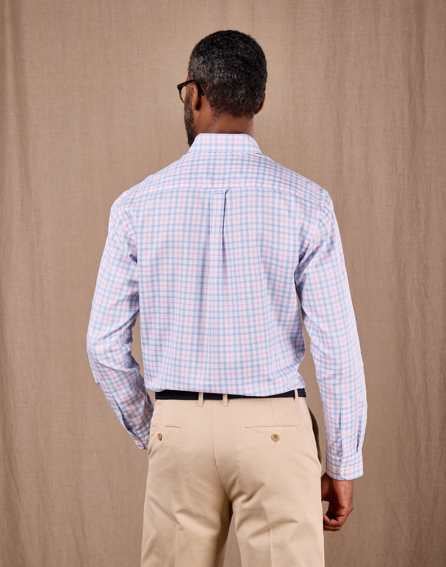 Button Down Oxford Shirt - Blue/Pink Check